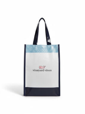 Vineyard Vines Reusable Small Tote Bag in White & Blue